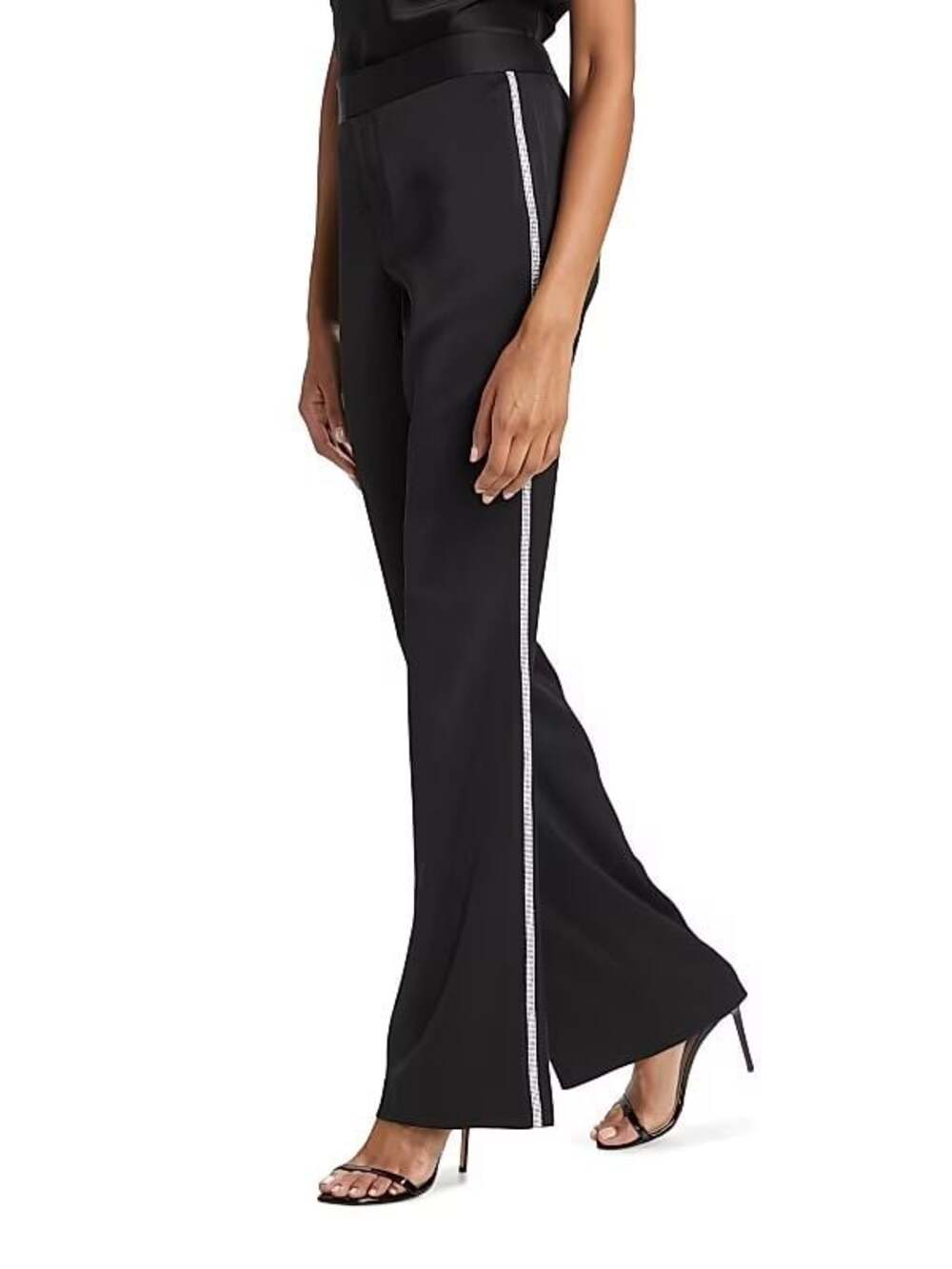 Alice + Olivia Livi Rhinestone Embellished Satin Pants - Sz 6